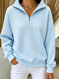 Waffle-knit zip-up sweatshirt
