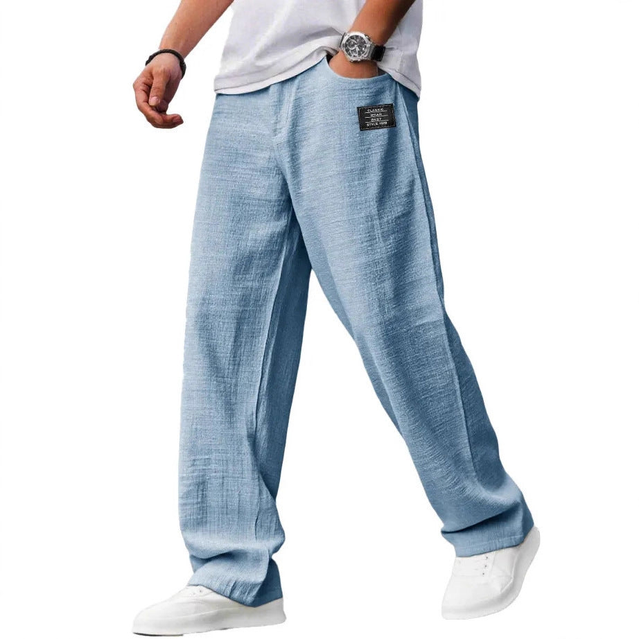 Lightweight, Loose-Fit Bamboo Fiber and Linen Casual Trousers for Summer