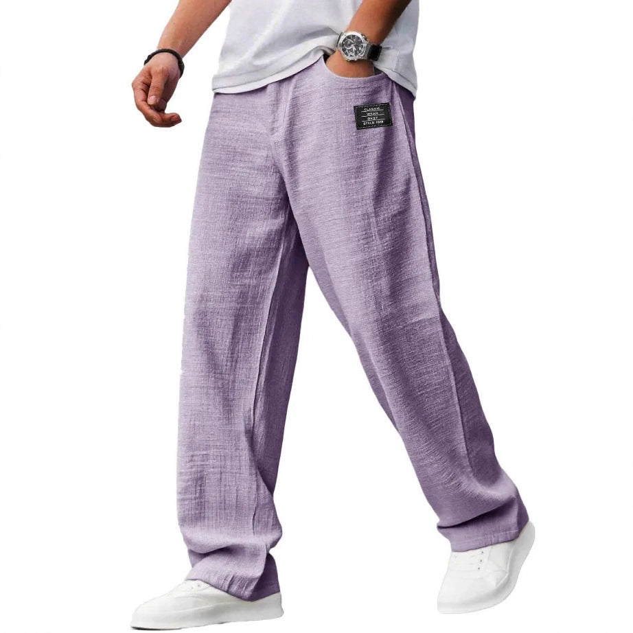 Lightweight, Loose-Fit Bamboo Fiber and Linen Casual Trousers for Summer