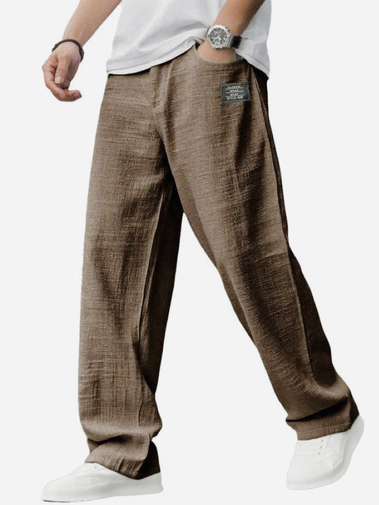 Lightweight, Loose-Fit Bamboo Fiber and Linen Casual Trousers for Summer