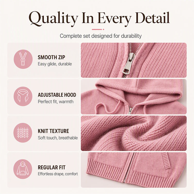 Relaxed-fit hooded knit cardigan