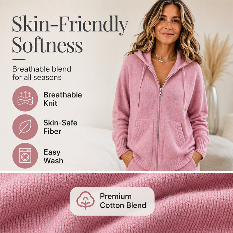 Relaxed-fit hooded knit cardigan