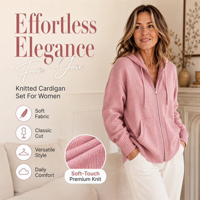 Relaxed-fit hooded knit cardigan