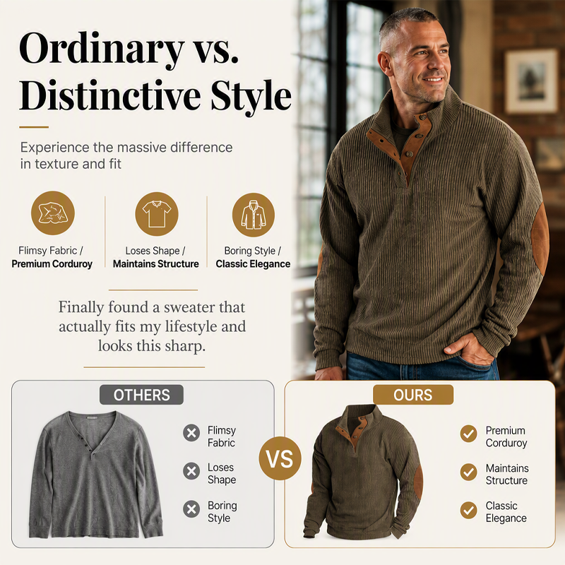 Premium Corduroy Stand-Collar Sweatshirt